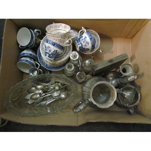 1417 - A quantity of assorted white metal items including flatware, condiment set etc, some a/f and a selec... 