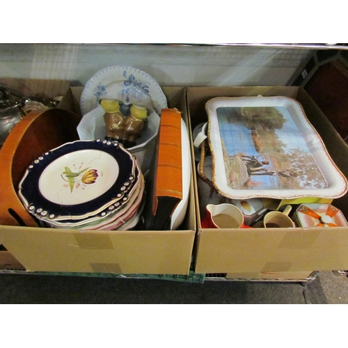 1418 - Two boxes of mixed including china plates, biscuit barrels and trays   (E) £10-15