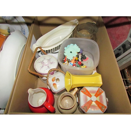 1418 - Two boxes of mixed including china plates, biscuit barrels and trays   (E) £10-15