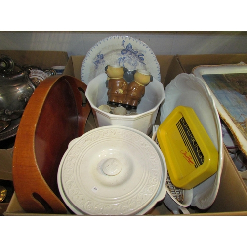 1418 - Two boxes of mixed including china plates, biscuit barrels and trays   (E) £10-15