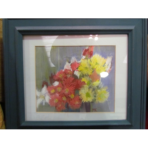 1435 - A pastel still life of flowers in a vase monogrammed, framed and glazed   (E) £5-10