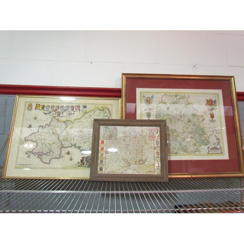 1436 - Two hand coloured maps depicting Staffordshire and Pembrokeshire, with another (3)   (R) £15