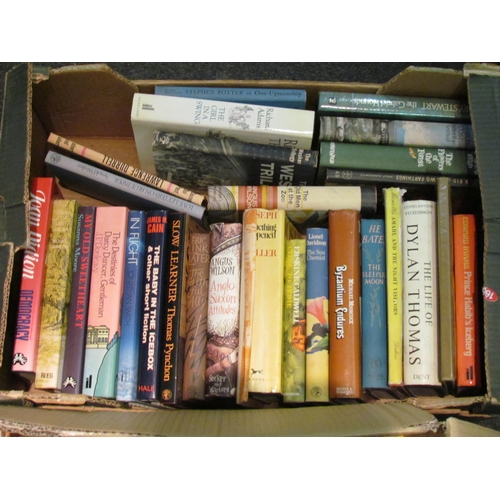 1457 - Two boxes of modern first editions etc, including Lawrence Durrell, Wolf Mankowitz, Angus Wilson, Ri... 