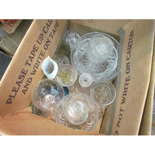 1489 - Three boxes of glassware, glasses, cut glass, crystal bowls etc    (E) £10-20