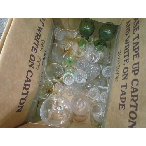 1489 - Three boxes of glassware, glasses, cut glass, crystal bowls etc    (E) £10-20