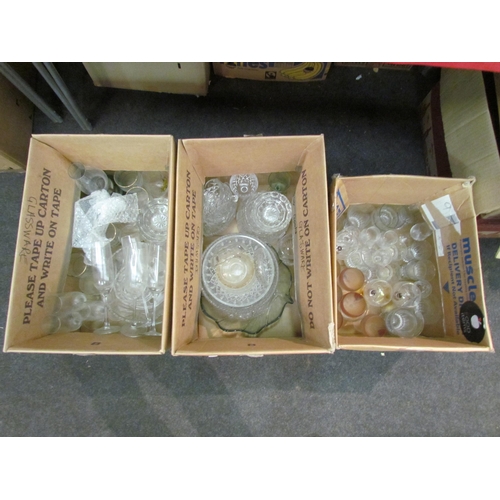 1492 - Three boxes of glassware, bowls, wine glasses etc   (E) £10-15