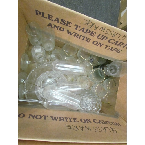 1492 - Three boxes of glassware, bowls, wine glasses etc   (E) £10-15