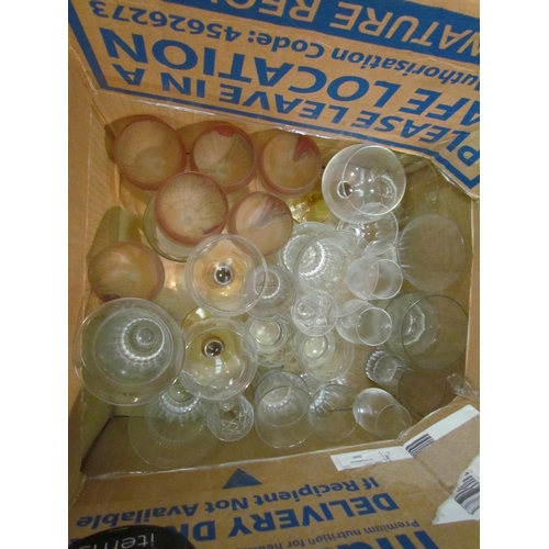 1492 - Three boxes of glassware, bowls, wine glasses etc   (E) £10-15