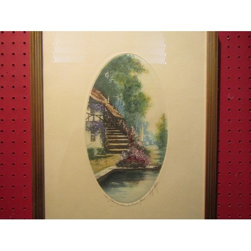 1089 - An oval overpainted print 