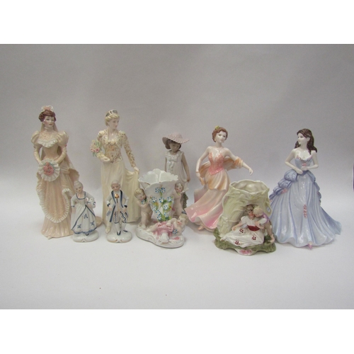 1266 - Mixed ceramic figures and posy holders including Coalport, Pinna, Carnival and Nao girl with umbrell... 