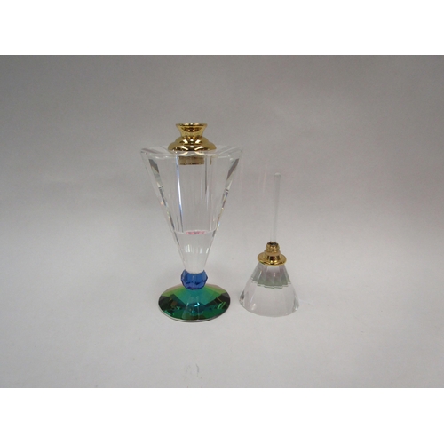 1050 - Two modern glass perfume bottles, one of Art Deco style with cobalt blue base, the other of spinning... 