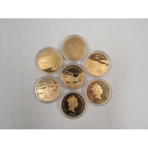 1344 - Seven Elizabeth II Solomon Islands commemorative coins, gold plate on silver, each weighing approx. ... 