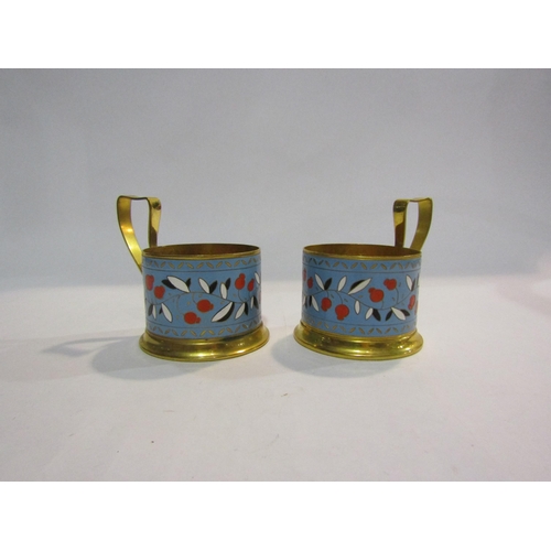 4249 - A pair of Podstakanniks gilt and enamel USSR teaglass holders            (R) £30