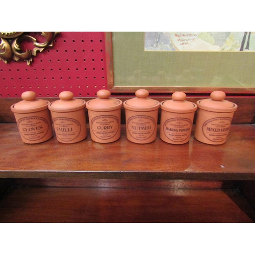 4063 - Six Henry Watson pottery herb jars