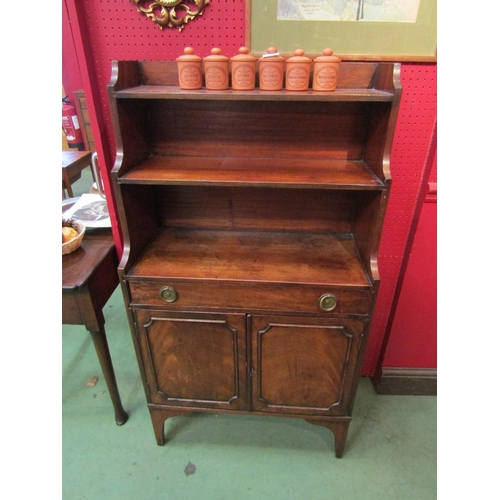 4065 - A late 19th Century Georgian style waterfall bookcase with single drawer over cupboard doors, 123cm ... 