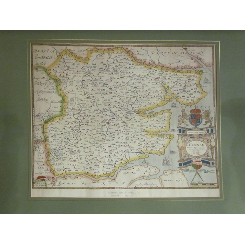 4324 - A print of Saxton's Map of Essex 1756, unframed, 43cm x 50cm