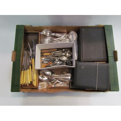 4342 - A box of cased and assorted flatware including Mappin & Webb