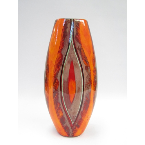 7045 - A modern Poole Pottery large vase with eliptical pattern in reds and orange colours, designed by And... 