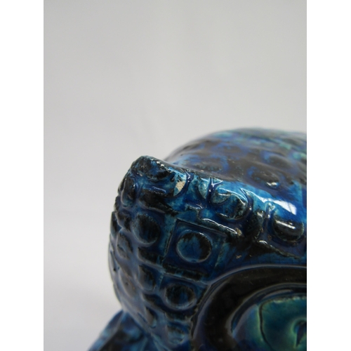 7056 - A rare Bitossi Italian pottery figure of an Owl designed by Aldo Londi, 'Rimini Blu' glazed with imp... 