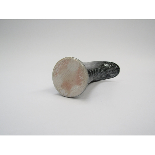 7108 - WALTER KEELER (b.1942) A studio pottery blue salt glazed pourer. Potters circle stamp. 13.5cm high