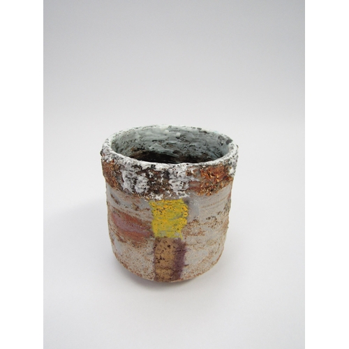 7110 - ROBIN WELCH (1936-2019) Robin Welch, studio pottery vase with hand painted abstract design and textu... 