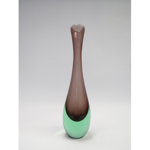 7245 - A tall Murano glass vase in green and amethyst colour-way in the manner of Flavio Poli, circa 1950's... 