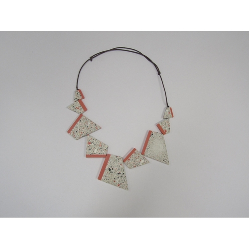 7250 - A 1980's geometric acrylic broken tile statement necklace