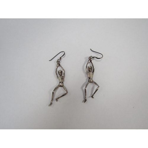 7251 - 20th Century silver articulated dancing marionette earrings