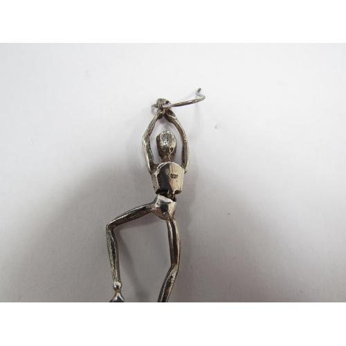 7251 - 20th Century silver articulated dancing marionette earrings