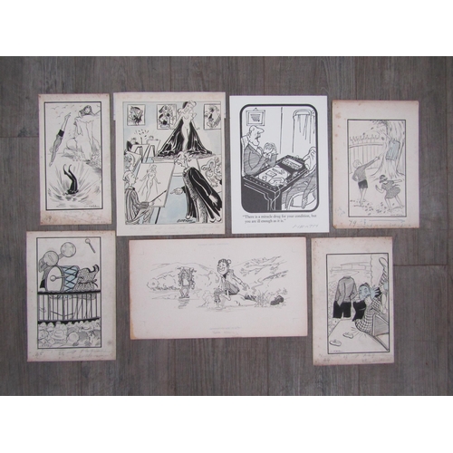 7508 - Four original cartoons/book illustrations in pen and ink including one signed Heath and one signed B... 