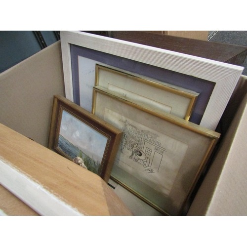 1404A - A box of pictures and prints including Shona Winter, Constable oleographs etc.  (D)