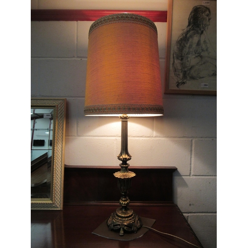 1006 - A brass classical style table lamp base with 1960’s shade    (E) £15-20