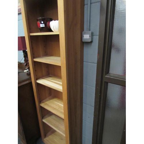 1026 - A light oak full height slim bookcase with five tiers of shelving, 179cm high x 56cm wide x 28cm dee... 