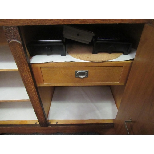 1030 - A 1930's/40's oak sideboard with raised back on bracket feet, 100cm high x 121cm wide x 46cm deep