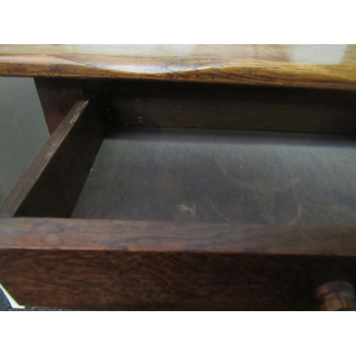 1048 - A pegged oak occasional table with single drawer and acorn knob, 38cm high x 50cm wide x 32cm deep