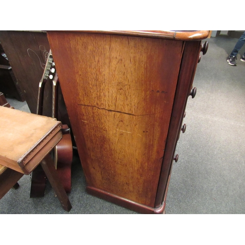 1132 - A Victorian mahogany two over three chest of drawers with bun handles on plinth base, 108cm high x 1... 