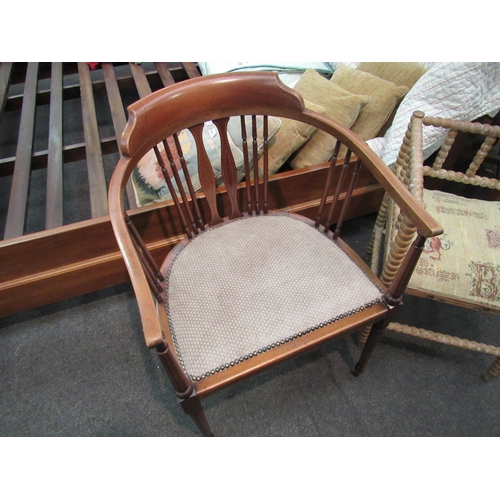 1135 - A bobbin turned corner chair and a string inlaid elbow chair on tapering legs   (E)  £15-25