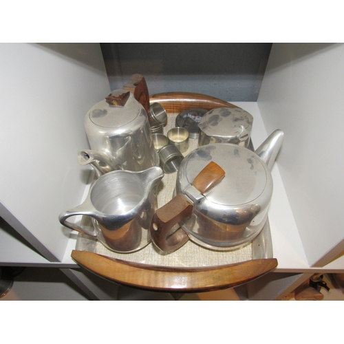 1241 - A retro Piquot ware tea set with tray etc.