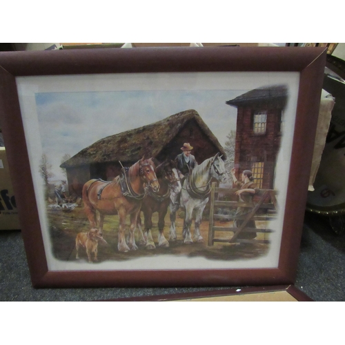 1404 - Four prints depicting mainly heavy horses in rural scenes by Peter Goodhall  (D)