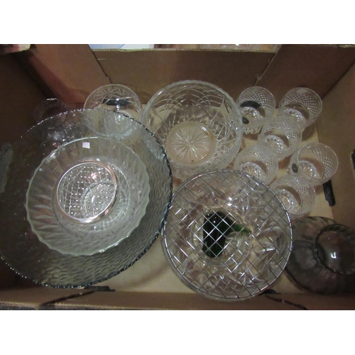 1412 - Two boxes of mixed glassware; Edinburgh crystal etc.  (E)  £10-20