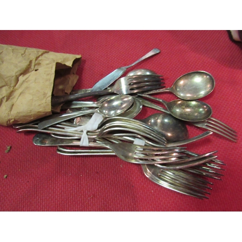 1417 - Two boxes of plated flatware including mother-of-pearl and ivorine handled examples