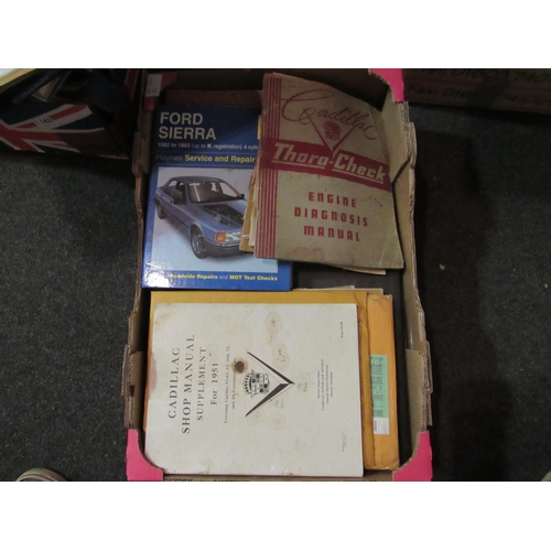 1438 - A box of mixed automobile books and manuals etc. including Cadillac