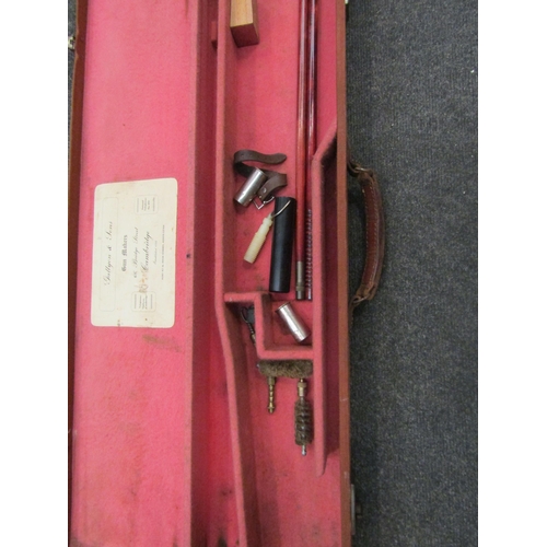 1133 - A vintage Gallyon & Sons of Cambridge shotgun case with accessory contents