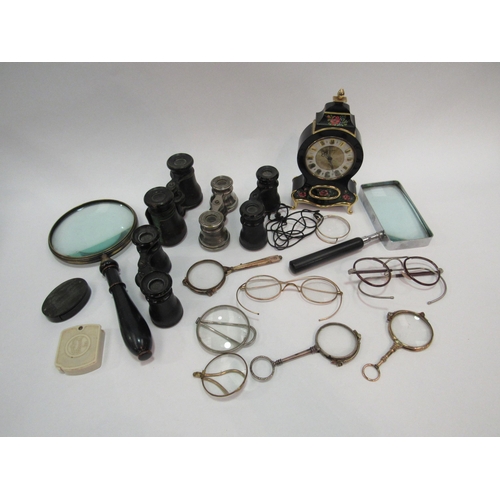 1264 - A selection of vintage opera glasses, spectacles, a cased monocle and magnifiers, lorgnettes, etc