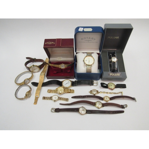 1284 - A selection of watches mainly ladies including rolled gold and 375 stamped example