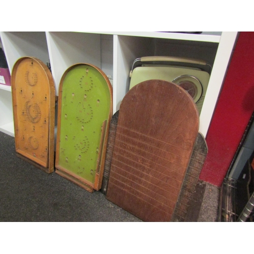 1392 - Two vintage bagatelle boards and a shove halfpenny board