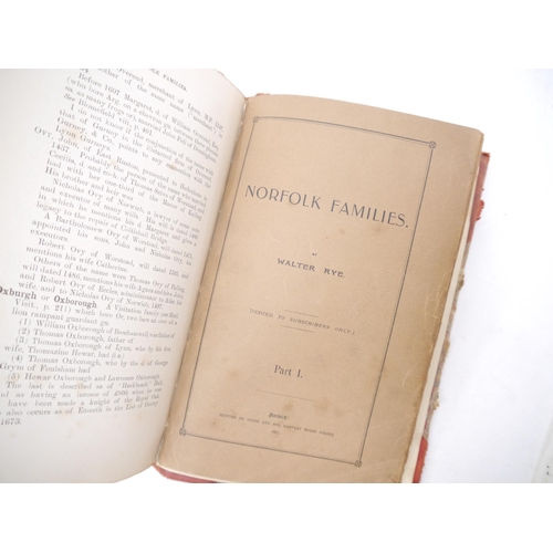 9049 - Walter Rye: 'Norfolk Families', Norwich, Goose & Son, 1913-15, 1st edition, 6 parts complete in two,... 