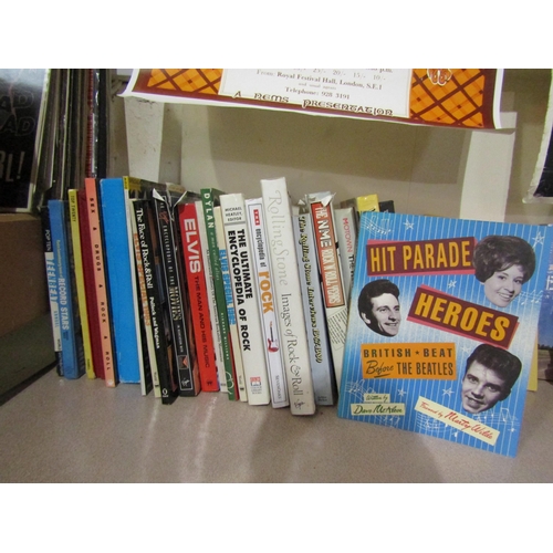 8114 - A collection Rock and Pop books including 'Hit Parade Heroes', 'Sex & Drugs and Rock & Roll,' 'Dylan... 