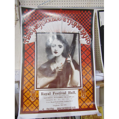 8121 - Assorted posters and music books including modern reproduction Hapshash 'The Incredible String Band'... 