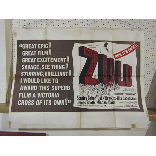 8144 - A 1960's UK Quad film poster for the first re-release of 'Zulu' starring Stanley Baker, Jack Hawkins... 